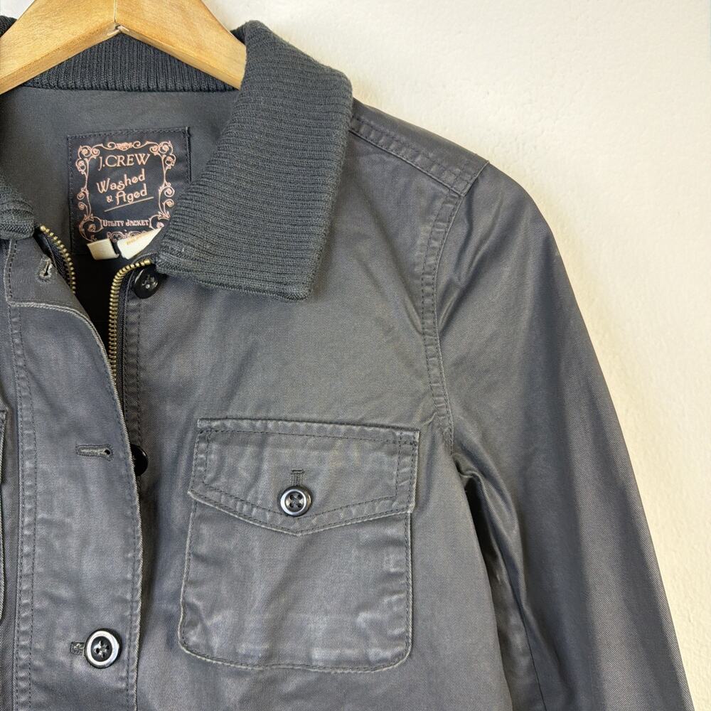 J. Crew Womens Utility Jacket Barbour Waxed Small Washed Aged Black urban rugged - Picture 6 of 14